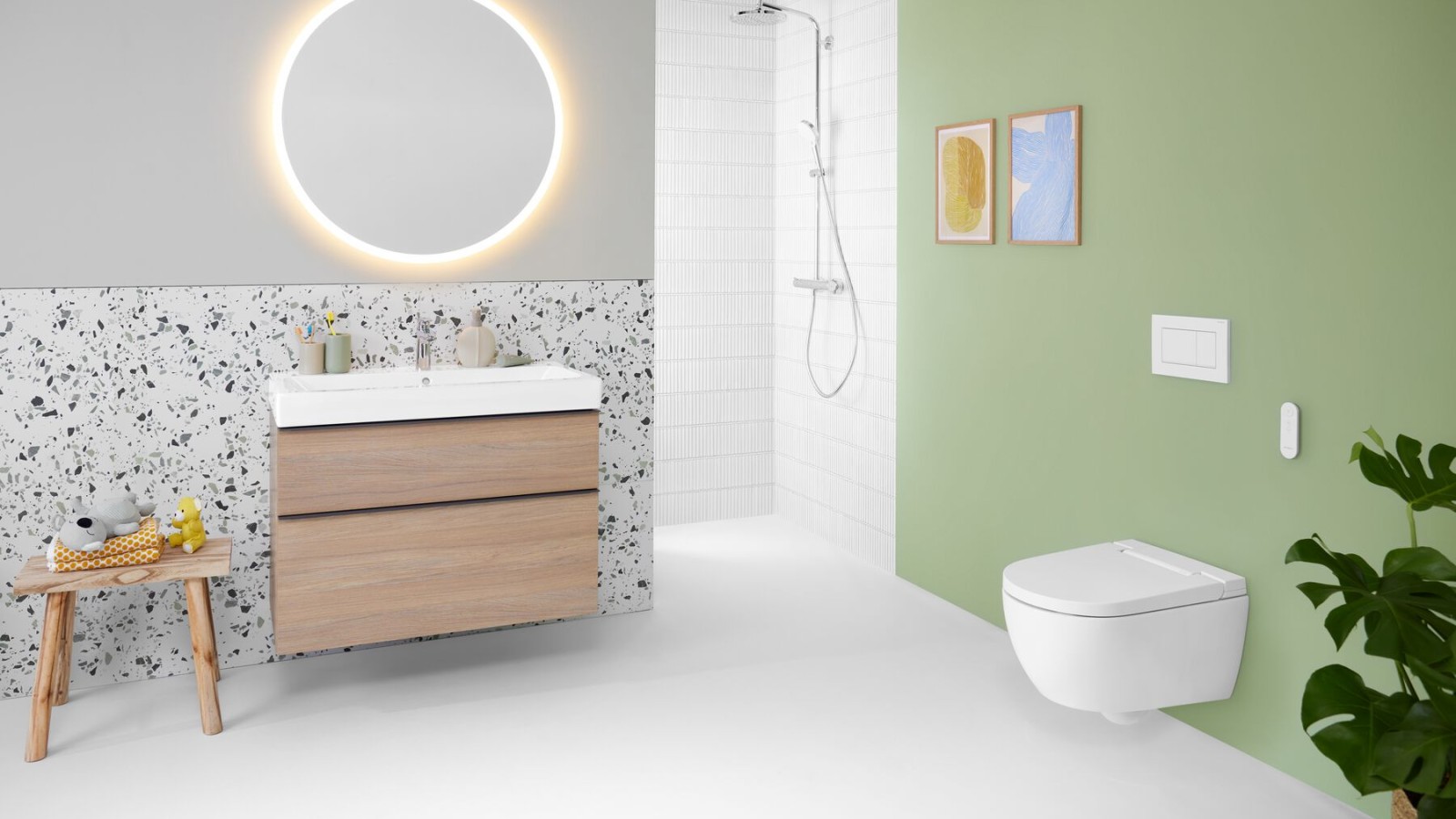 Grønt badeværelse med AquaClean