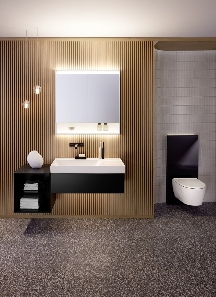Geberit ONE møbel og Monolith Plus i sort (© Geberit) Geberit ONE møbel og Monolith Plus i sort (© Geberit)
