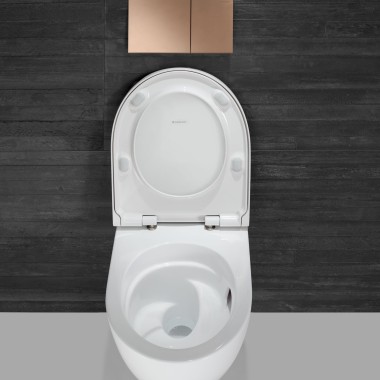 Asymmetrisk toiletskyl i Acanto WC ceramic (© Geberit) Asymmetrisk toiletskyl i Acanto WC ceramic (© Geberit)