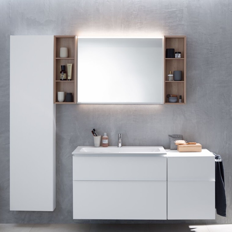 Geberit iCon håndvaskemøbel med sideskab, højskab og reoler Geberit iCon håndvaskemøbel med sideskab, højskab og reoler