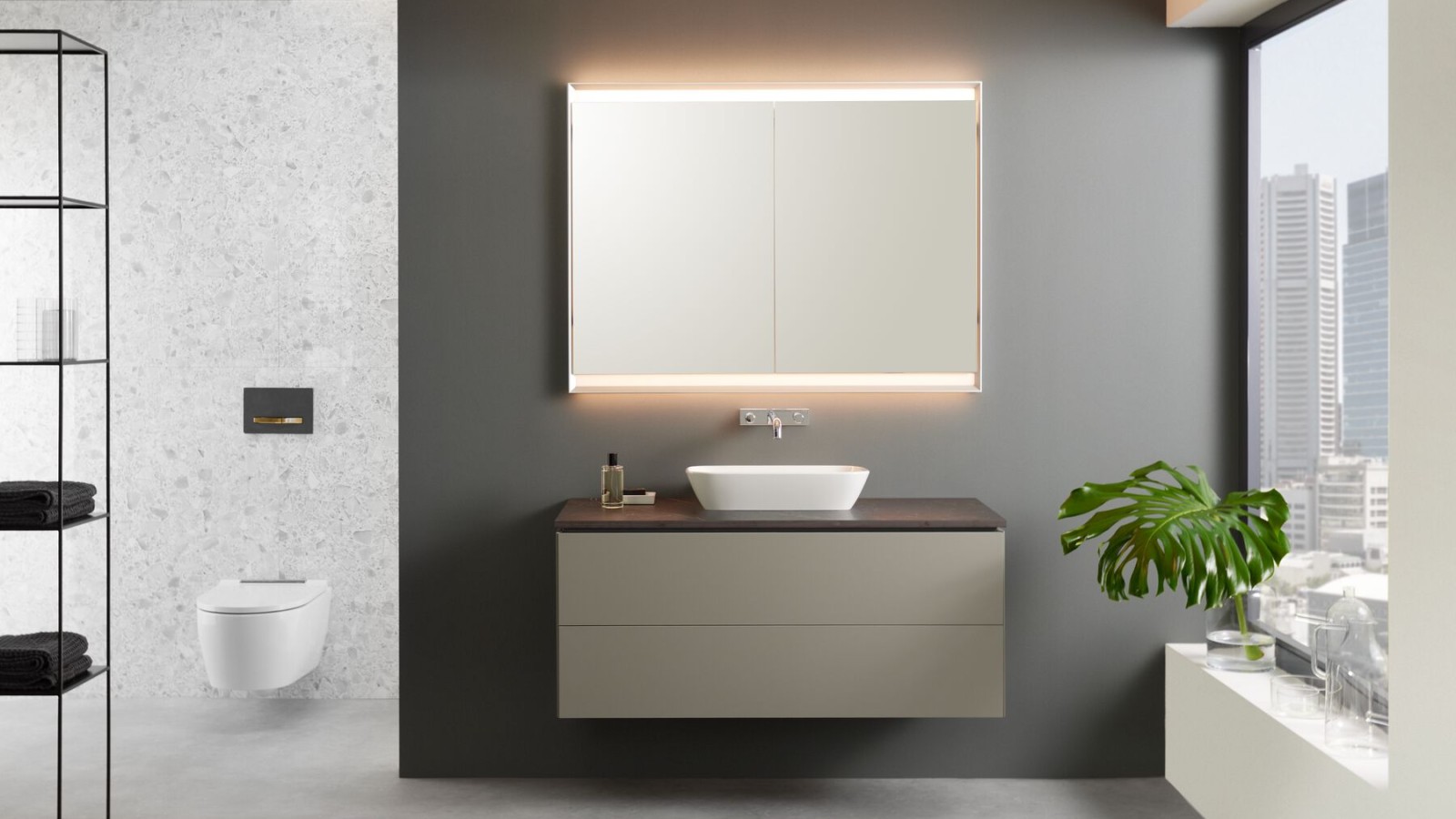 Geberit ONE underskab i greige med push-open funktion Geberit ONE underskab i greige med push-open funktion