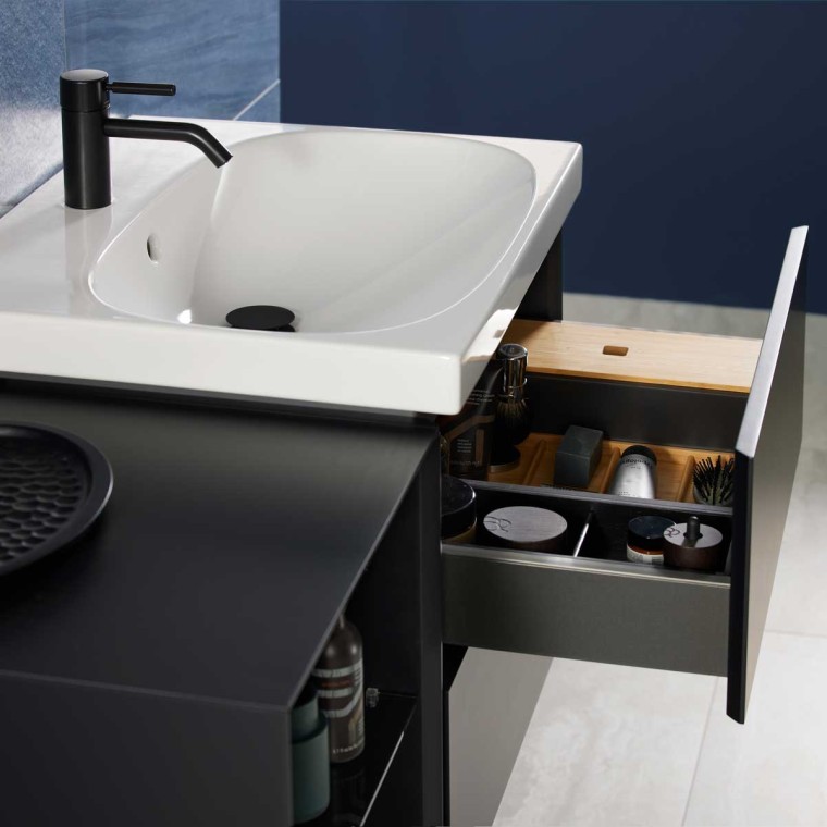 Mix & Match Geberit Acanto-håndvask med Geberit ONE-underskab uden vandlåsudskæring