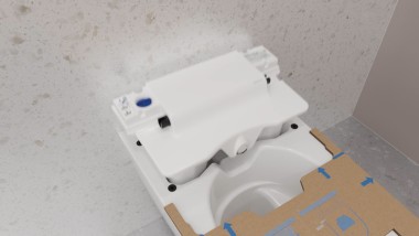 Den tekniske enhed kan sænkes ned i toilettet fra oven. Den tekniske enhed kan sænkes ned i toilettet fra oven.