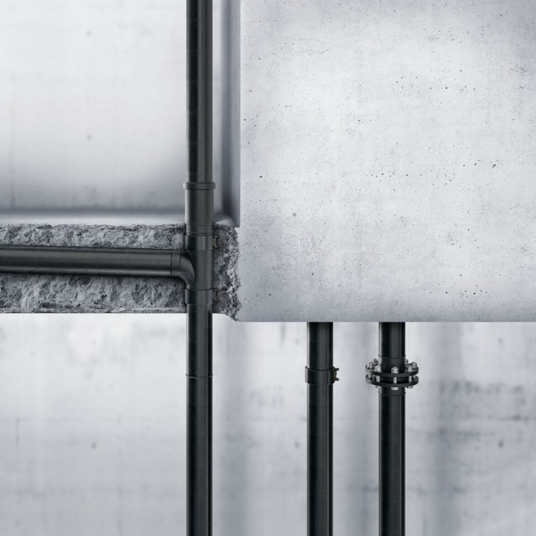 Geberit PE kan også lægges i beton Geberit PE kan også lægges i beton