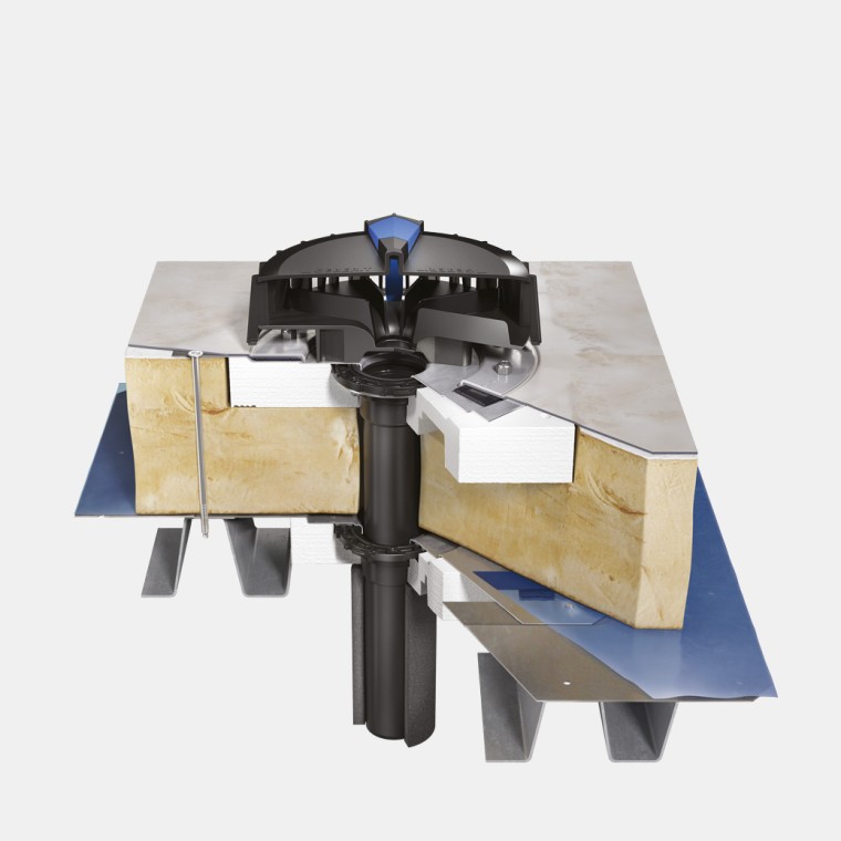 Letvægstag drager fordel af den lave statiske belastning takket være Geberit Pluvia. Letvægstag drager fordel af den lave statiske belastning takket være Geberit Pluvia.