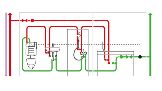 Drikkevandsinstallation med hygiejneskylsenhed og sensorer