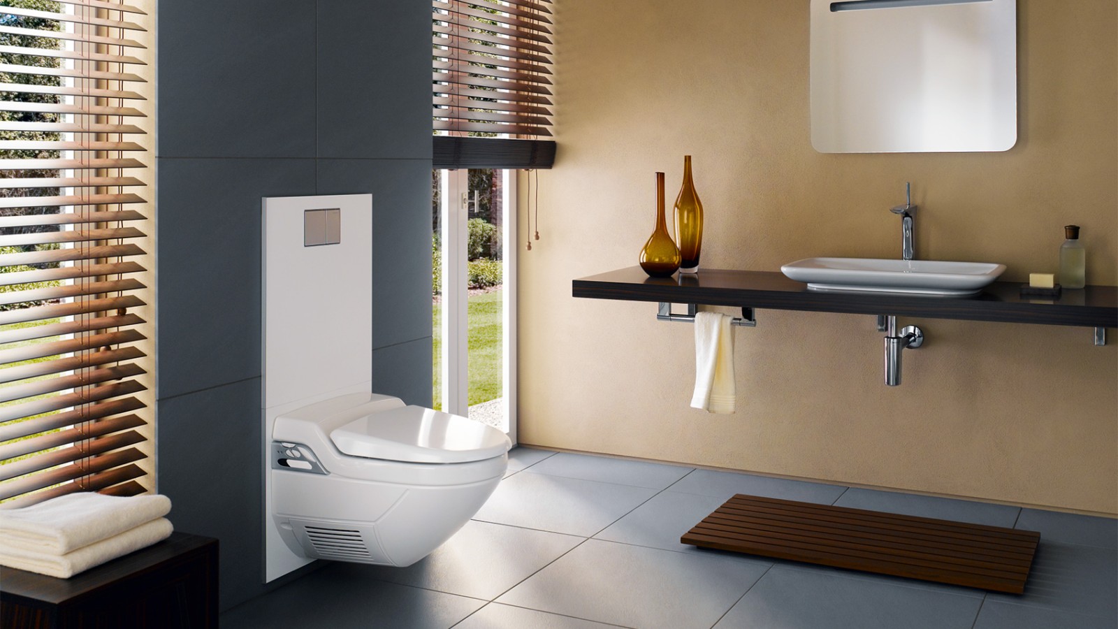 I 1990’erne vendte det rolige design tilbage, og dermed blev badeværelserne også lidt større