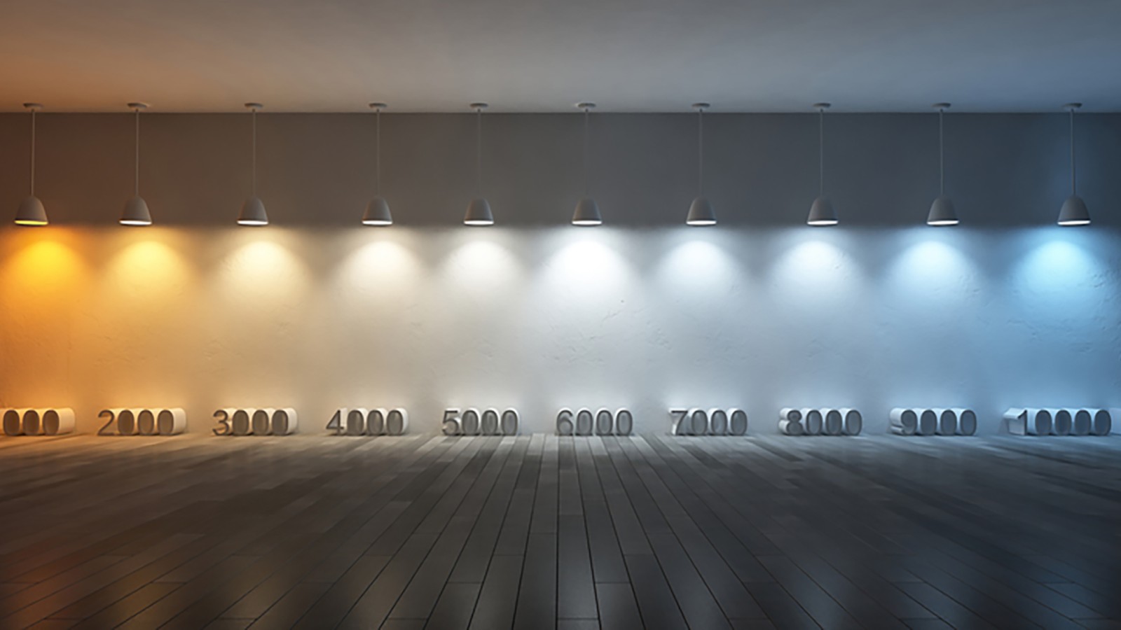 Illustration af farvetemperatur med forskellige kelvin værdier (© iStock.com/SuriyaKK) Illustration af farvetemperatur med forskellige kelvin værdier (© iStock.com/SuriyaKK)