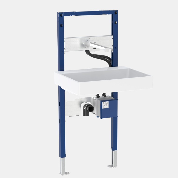 Geberit Duofix element til håndvask med Brenta vægmonteret vandhane. Geberit Duofix element til håndvask med Brenta vægmonteret vandhane.