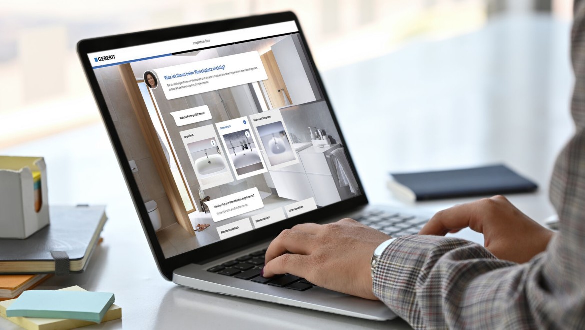 Computer med Geberit planlægningsværktøj