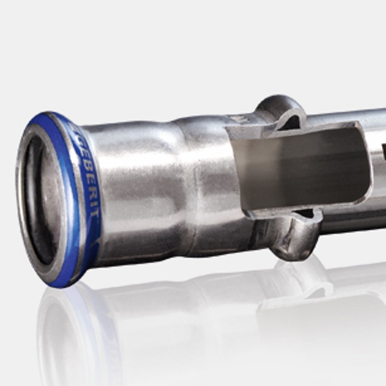 Tværsnit af Geberit Mapress Rustfrit systemrør og muffe Tværsnit af Geberit Mapress Rustfrit systemrør og muffe