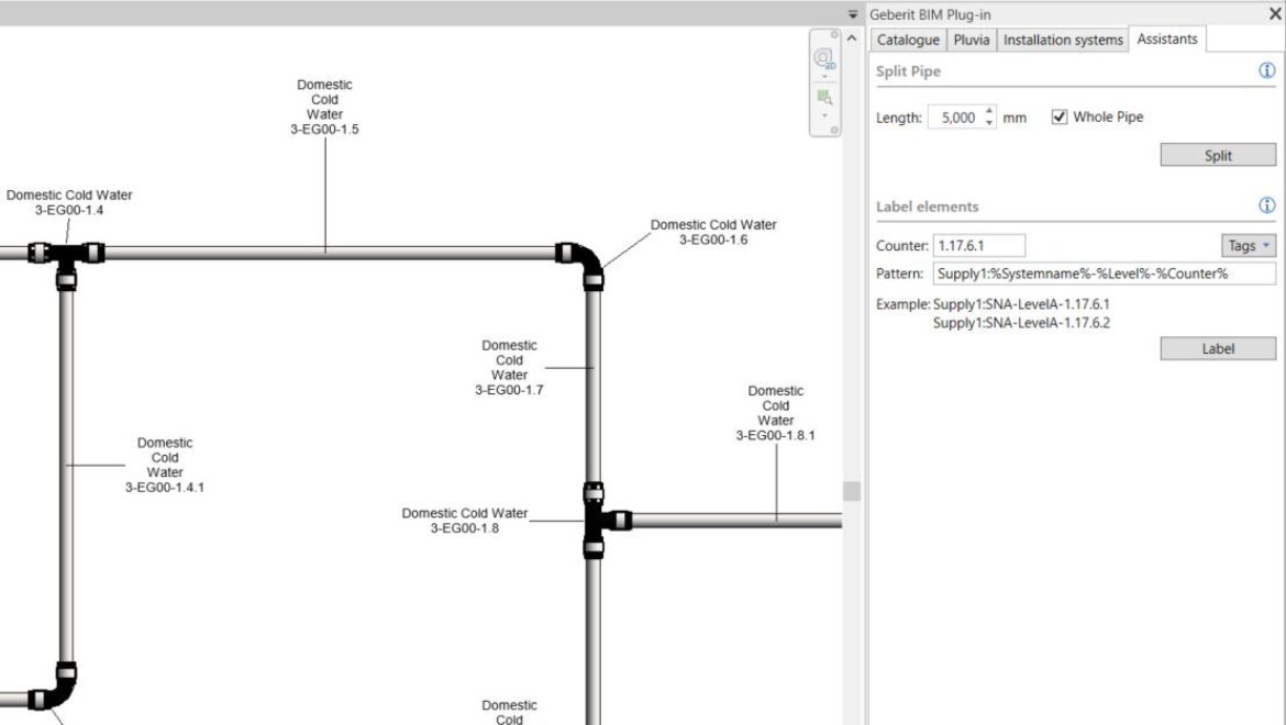 Nummerering af rør i Geberit BIM plug-in