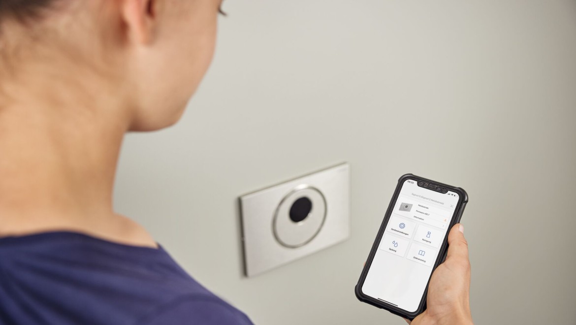 Indstil skylleknap med Geberit Control app