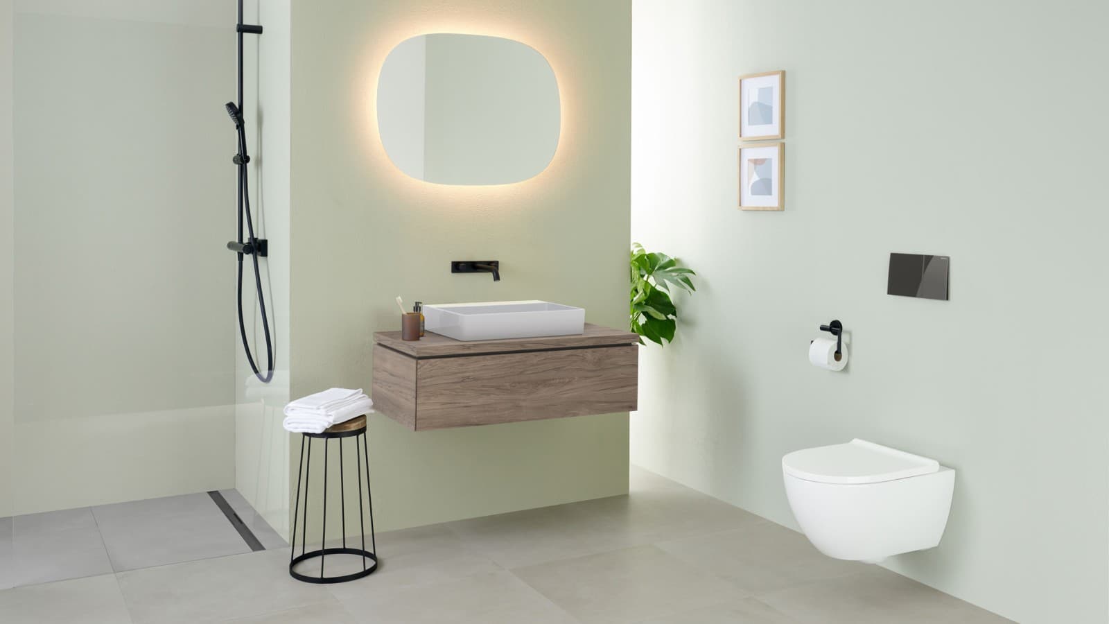 Geberit ONE håndvask med Geberit Option spejl, oval Geberit ONE håndvask med Geberit Option spejl, oval