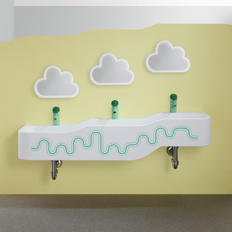 Geberit Bambini lege- og vaskekumme i skovgrøn og lysegrøn Geberit Bambini lege- og vaskekumme i skovgrøn og lysegrøn