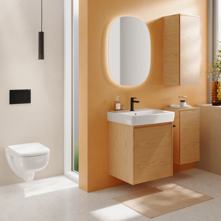 Geberit Option spejl, oval med Renova Plan håndvask Geberit Option spejl, oval med Renova Plan håndvask