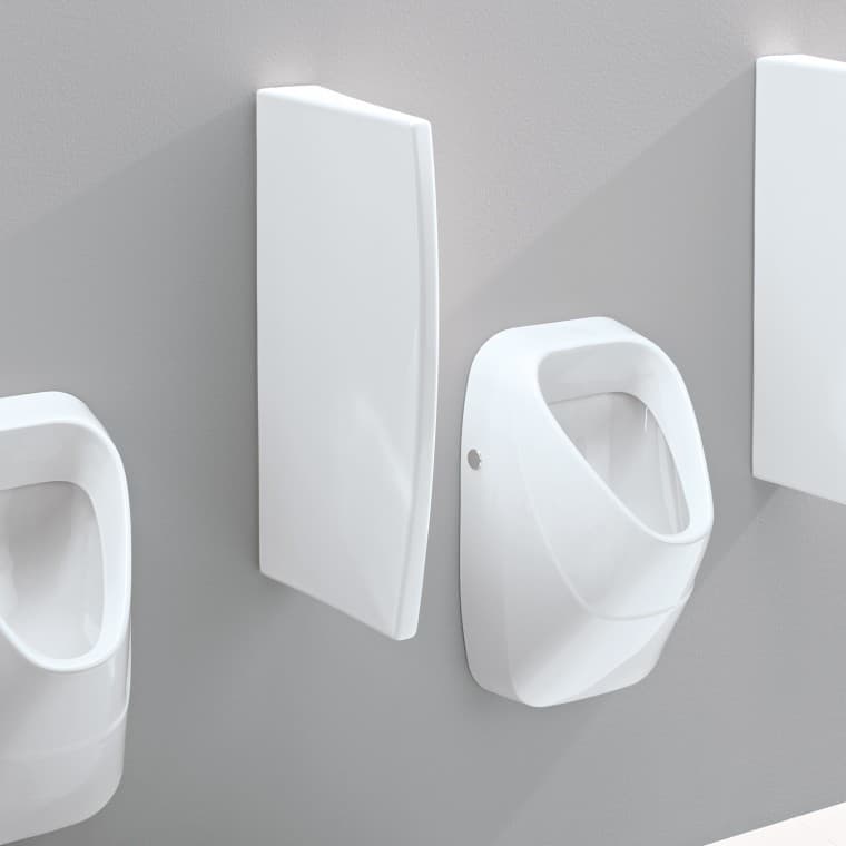 Geberit-skillevæg lavet af porcelæn med skjulte fastgørelser Geberit-skillevæg lavet af porcelæn med skjulte fastgørelser