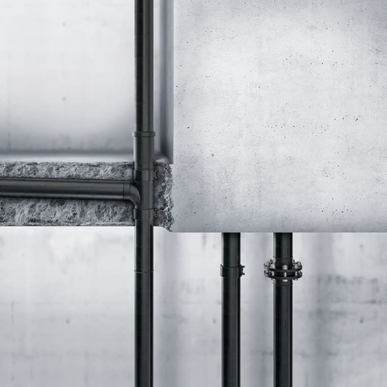 Geberit PE kan også lægges i beton Geberit PE kan også lægges i beton