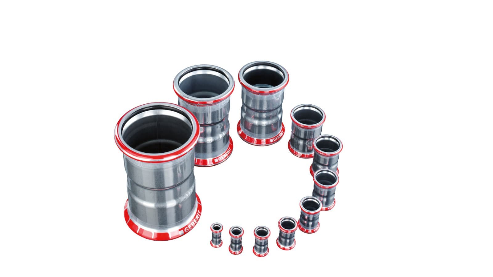 Geberit Mapress el-forzinket fitting med rød presseindikator og sort O-ring Geberit Mapress el-forzinket fitting med rød presseindikator og sort O-ring